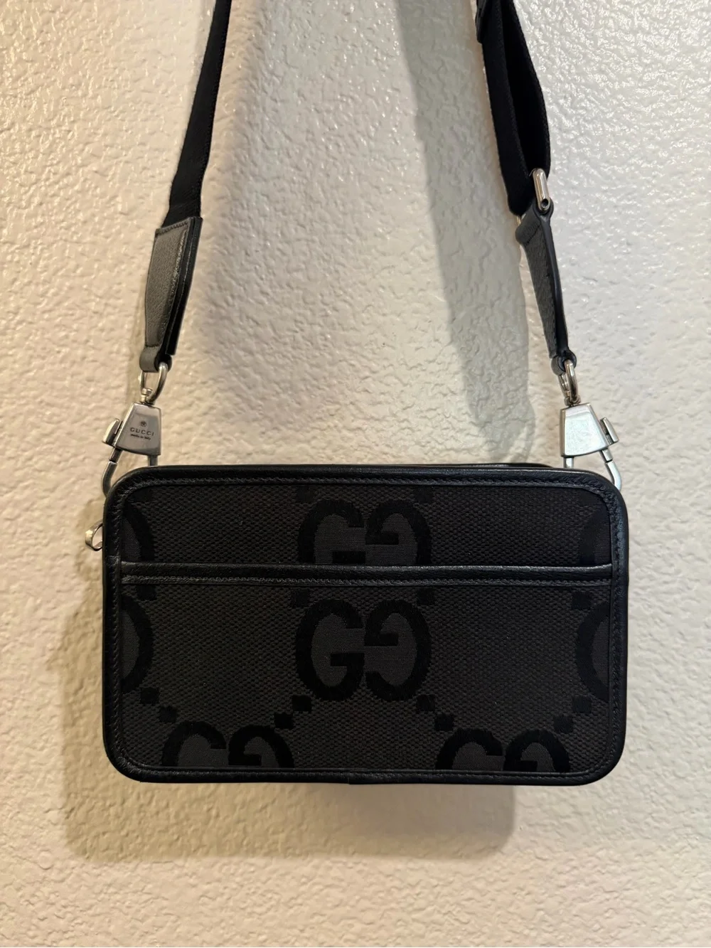Gucci Black GG Canvas Crossbody Camera Bag